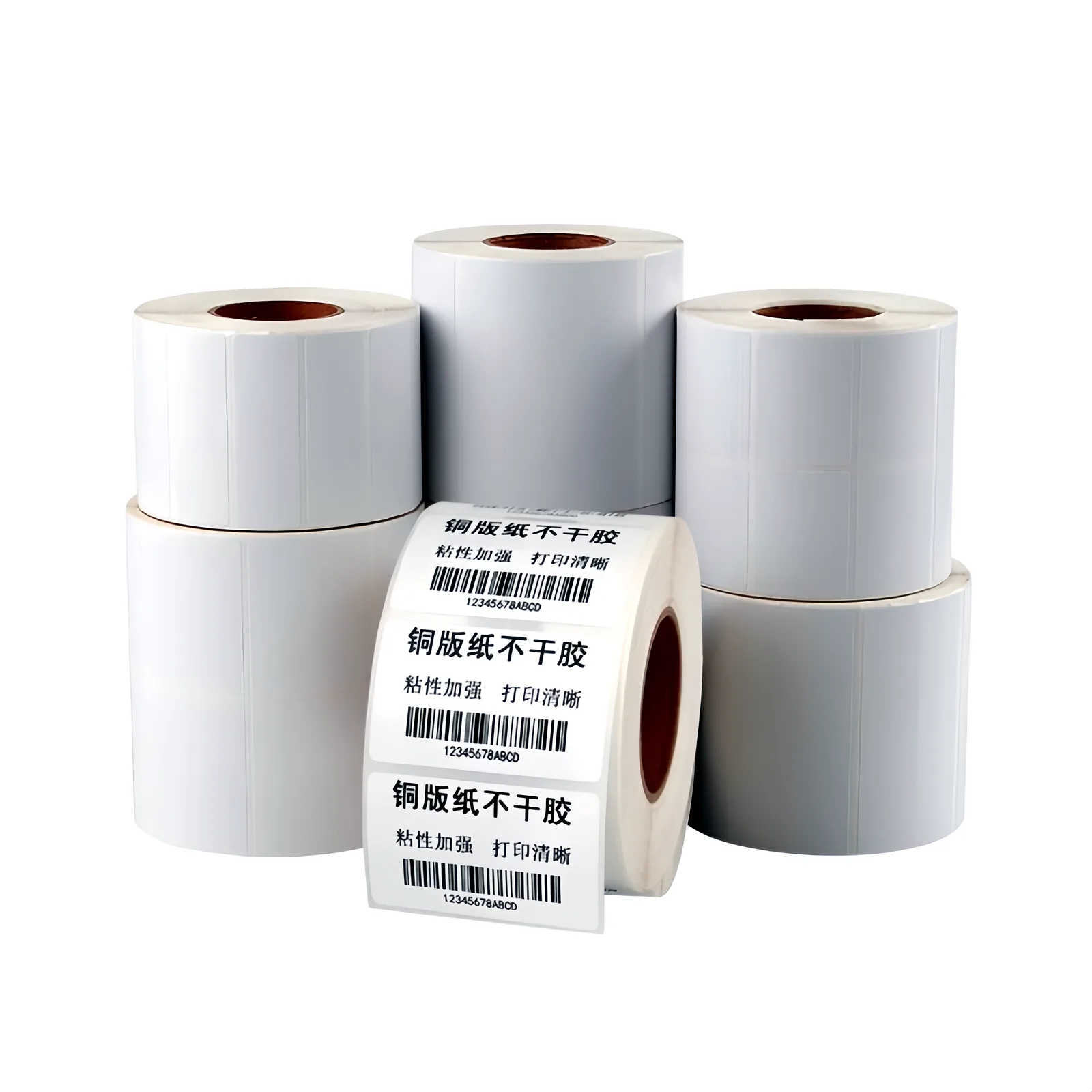 Barcode label rolls after slitting and rewinding